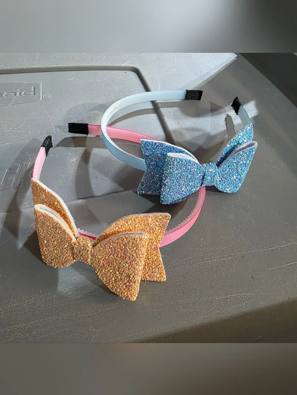 Kids Glitter Bow Headbands - Blue and Pink